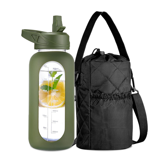 CIVAGO Glass Water Bottle with Carrier