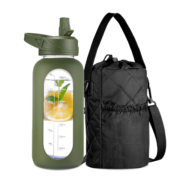CIVAGO Glass Water Bottle with Carrier