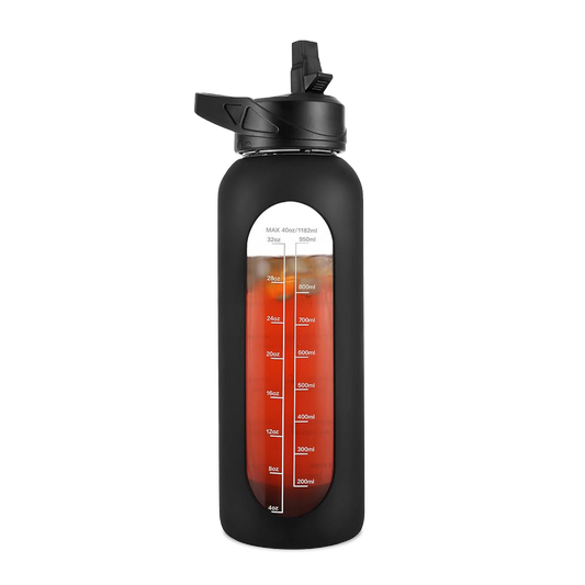 CIVAGO Glass Bottle with Straw & Handle